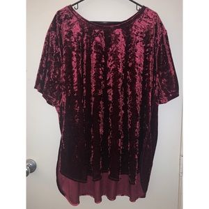Red wine colored crushed velvet top